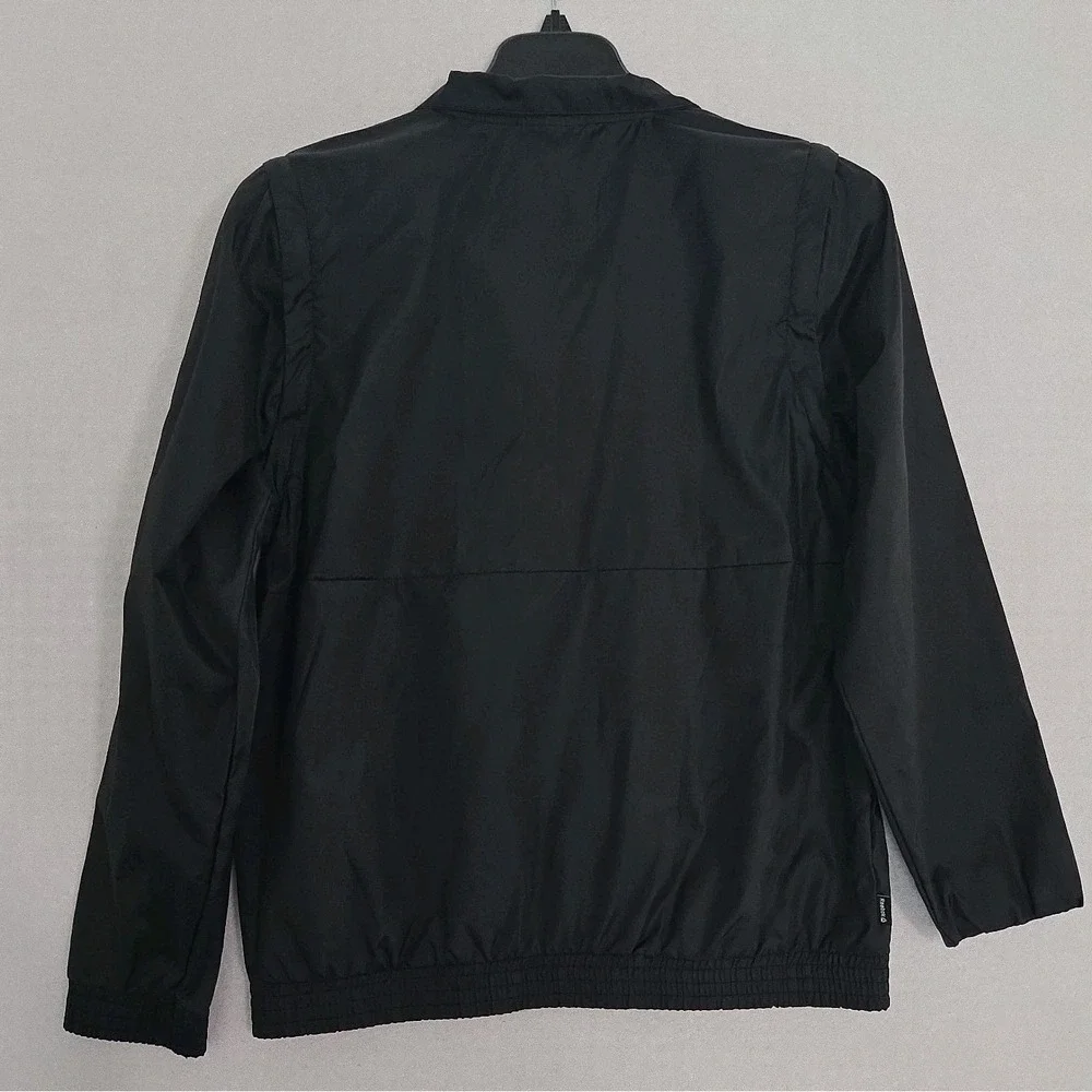 Reebok Windbreaker Jacket Youth XL 18 Zip Off Sleeves Black Logo Sport